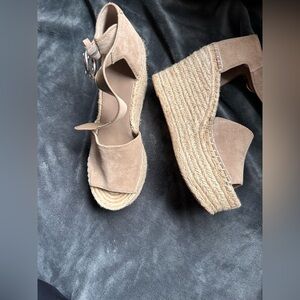 Women's Tan Espadrille Wedge Sandals